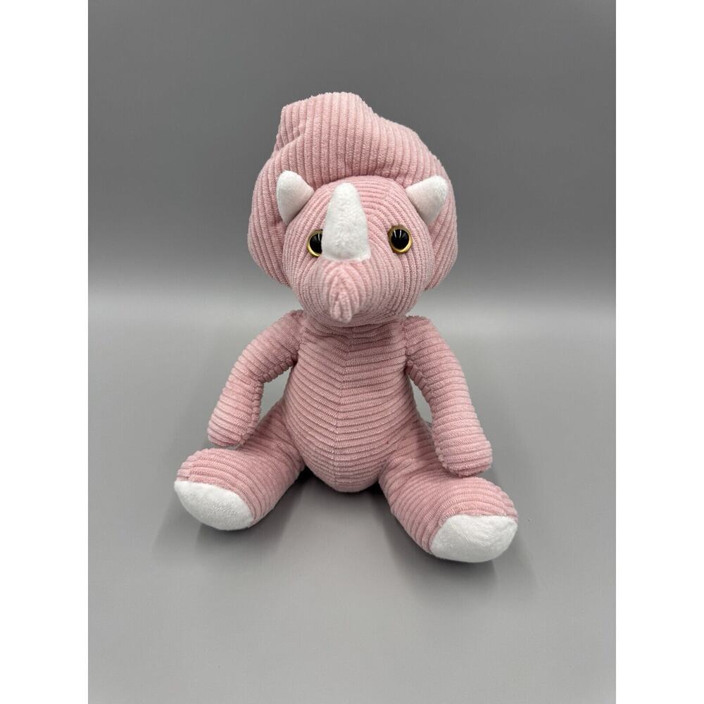 Naturally Kids Pink Plush Triceratops Dinosaur Stuffed Animal No Backpck 8”